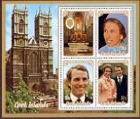 Princess Ann & Capt. Mark Phillips Mint Mini-Sheet Cook Islands, 1973